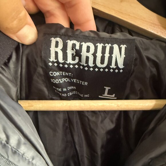 Rerun Men's Black Hooded Jacket Size Large - Picture 3 of 10